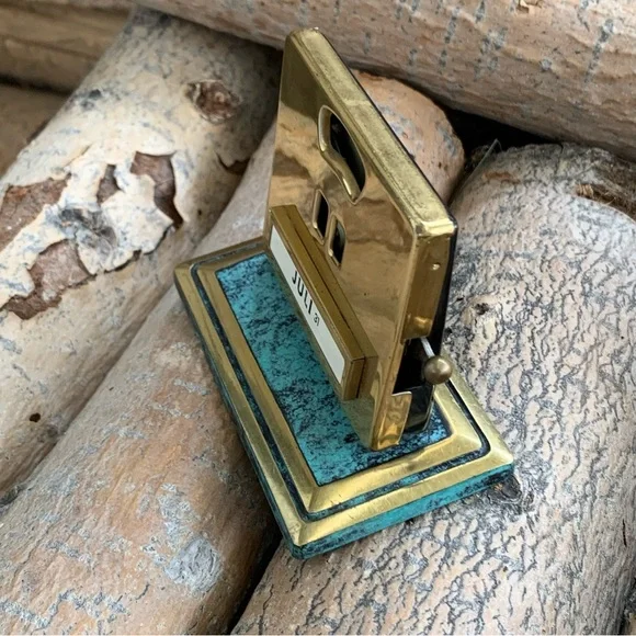 Vintage 40s Jakob Maul Brass & Marble Perpetual Desk Calendar EUC - Picture 3 of 10